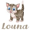 Sticker Chat tigré avec prénom personnalisable